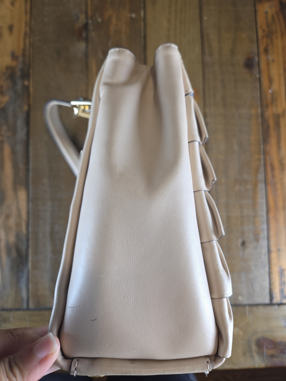 Michael Kors Women's Blush Ruffle Leather Satchel - Picture 6 of 15